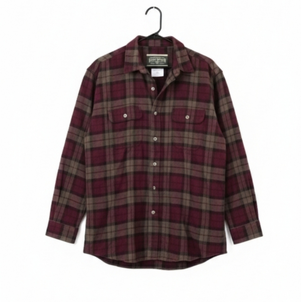 Field And Stream Mens 2XL Maroon Flannel Button Up Long sleeve Thick Warm Comfy